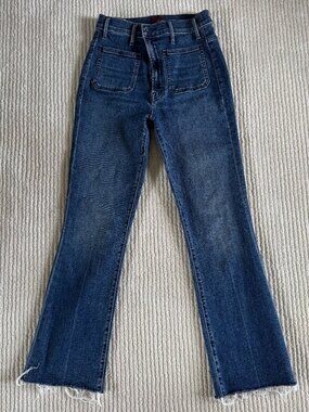 Mothers Front Pocket Mid-Rise Straight Leg Jeans